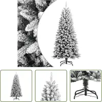 The Living Store Künstlicher Weihnachtsbaum Beschneit 150 cm PVC&PE