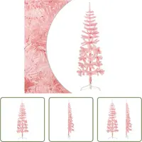 The Living Store Künstlicher Halb-Weihnachtsbaum mit Ständer Schlank Rosa 150 cm