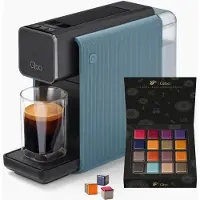 Tchibo Qbo ONE Premium Kapselmaschine inkl. 16 recyclebaren Qbo Kaffeekapseln für Espresso, Caffè Crema und Caffè Grande, hochwertiges, kompaktes, innovatives Design, Misty Blue