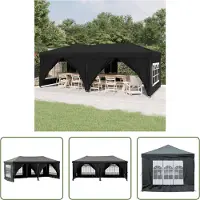 The Living Store Partyzelt Faltbar mit Seitenwänden Schwarz 3x6 m