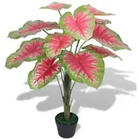 Furnicato Künstliche Caladium Pflanze mit Topf 85 cm Rot und Grün