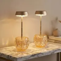 Globo 2x LED Tischlampe Tischleuchte Touchdimmer Glas Leselampe Champagner H 28 cm