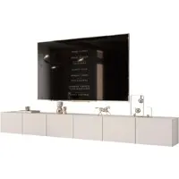 Idohome TV-Lowboard Angel 300 cm Kaschmir – Fernsehschrank, Wohnzimmer, TV-Schrank, Medienmöbel, Hängeschrank mit LED-Beleuchtung, Push-to-Open