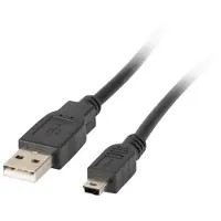 Lanberg CA-USBK-10CC-0018-BK, 1,8 m, Mini-USB A, USB A, USB 2.0, 480 Mbit/s, Schwarz