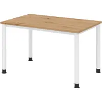 Bümö Schreibtisch Serie-H - Nachbildung: Asteiche, Größe: 120 x 80 cm, Gestell: Weiß