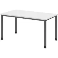 Bümö Schreibtisch Serie-H - Nachbildung: Weiß, Gestell: Graphit, Größe: 140 x 80 cm