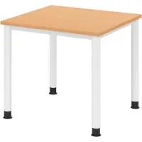 Bümö Schreibtisch Serie-H - Nachbildung: Buche, Größe: 80 x 80 cm, Gestell: Weiß
