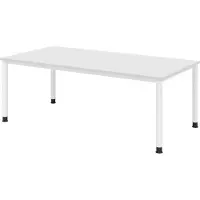Bümö Schreibtisch Serie-H - Nachbildung: Weiß, Größe: 200 x 100 cm, Gestell: Weiß