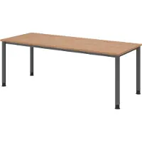 Bümö Schreibtisch Serie-H - Gestell: Graphit, Nachbildung: Nussbaum, Größe: 200 x 80 cm