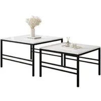 Idohome - Moderner Couchtisch FORMA 2in1 70/60 für das Wohnzimmer 2er mit Metalgestell Kaffeetisch Wohnzimmertisch Sofatisch Schwarz / Weiß Hochglanz