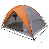 vidaXL Campingzelt mit Regenhaube wasserdicht Kuppel Grau und Orange