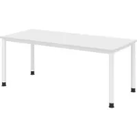 Bümö Schreibtisch Serie-H - Nachbildung: Weiß, Größe: 180 x 80 cm, Gestell: Weiß