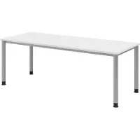 Bümö Schreibtisch Serie-H - Nachbildung: Weiß, Gestell: Silber, Größe: 200 x 80 cm