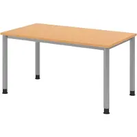 Bümö Schreibtisch Serie-H - Gestell: Silber, Nachbildung: Buche, Größe: 140 x 80 cm