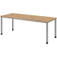 Bümö Schreibtisch Serie-H - Gestell: Silber, Nachbildung: Asteiche, Größe: 200 x 80 cm