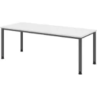 Bümö Schreibtisch Serie-H - Nachbildung: Weiß, Gestell: Graphit, Größe: 200 x 80 cm