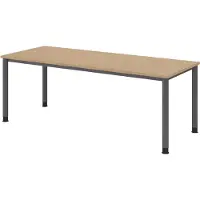 Bümö Schreibtisch Serie-H - Gestell: Graphit, Nachbildung: Eiche, Größe: 200 x 80 cm