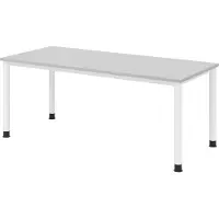 Bümö Schreibtisch Serie-H - Nachbildung: Grau, Größe: 180 x 80 cm, Gestell: Weiß