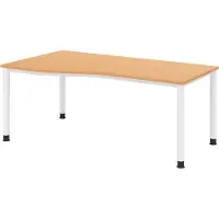 Bümö Schreibtisch Serie-H - Nachbildung: Buche, Größe: 180 x 100 cm, Gestell: Weiß