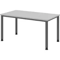 Bümö Schreibtisch Serie-H - Gestell: Graphit, Nachbildung: Grau, Größe: 140 x 80 cm