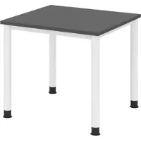 Bümö Schreibtisch Serie-H - Größe: 80 x 80 cm, Nachbildung: Graphit, Gestell: Weiß