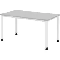 Bümö Schreibtisch Serie-H - Nachbildung: Grau, Gestell: Weiß, Größe: 140 x 80 cm