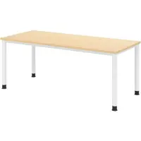 Bümö Schreibtisch Serie-H - Nachbildung Ahorn, Größe: 180 x 80 cm, Gestell: Weiß