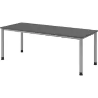 Bümö Schreibtisch Serie-H - Gestell: Silber, Nachbildung: Graphit, Größe: 200 x 80 cm
