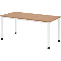 Bümö Schreibtisch Serie-H - Größe: 160 x 80 cm, Nachbildung: Nussbaum, Gestell: Weiß