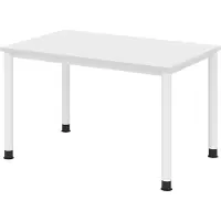 Bümö Schreibtisch Serie-H - Nachbildung: Weiß, Größe: 120 x 80 cm, Gestell: Weiß