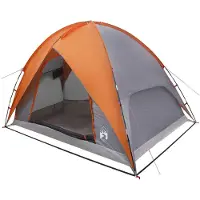 vidaXL Campingzelt mit Regenhaube wasserdicht Kuppel Grau und Orange