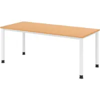 Bümö Schreibtisch Serie-H - Nachbildung: Buche, Größe: 180 x 80 cm, Gestell: Weiß