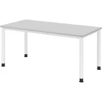 Bümö Schreibtisch Serie-H - Größe: 160 x 80 cm, Nachbildung: Grau, Gestell: Weiß