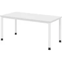 Bümö Schreibtisch Serie-H - Nachbildung: Weiß, Größe: 160 x 80 cm, Gestell: Weiß