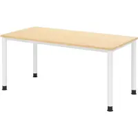 Bümö Schreibtisch Serie-H - Nachbildung Ahorn, Größe: 160 x 80 cm, Gestell: Weiß