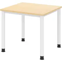Bümö Schreibtisch Serie-H - Nachbildung Ahorn, Größe: 80 x 80 cm, Gestell: Weiß