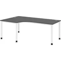 Bümö Schreibtisch Serie-H - Nachbildung: Graphit, Größe: Eckschreibtisch 200 x 120 cm, Gestell: Weiß