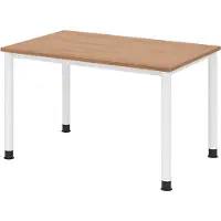 Bümö Schreibtisch Serie-H - Größe: 120 x 80 cm, Nachbildung: Nussbaum, Gestell: Weiß