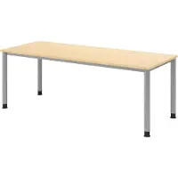 Bümö Schreibtisch Serie-H - Nachbildung Ahorn, Gestell: Silber, Größe: 200 x 80 cm