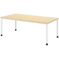 Bümö Schreibtisch Serie-H - Nachbildung Ahorn, Größe: 200 x 100 cm, Gestell: Weiß