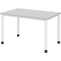 Bümö Schreibtisch Serie-H - Größe: 120 x 80 cm, Nachbildung: Grau, Gestell: Weiß