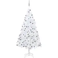 Syfax Künstlicher Weihnachtsbaum mit Beleuchtung & Kugeln Weiß 240 cm