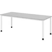 Bümö Schreibtisch Serie-H - Nachbildung: Grau, Gestell: Weiß, Größe: 200 x 80 cm