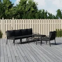 vidaXL Möbel 7-tlg. Garten-Lounge-Set mit Grauen Kissen Stahl - Terrassenmöbel 3187947