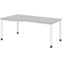 Bümö Schreibtisch Serie-H - Nachbildung: Grau, Größe: 180 x 100 cm, Gestell: Weiß