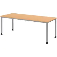 Bümö Schreibtisch Serie-H - Gestell: Silber, Nachbildung: Buche, Größe: 200 x 80 cm