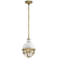 Kichler Elstead Tollis Hängeleuchte E27 32cm Naturmessing und weiß Klar gerippt