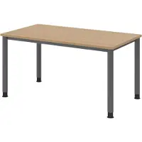 Bümö Schreibtisch Serie-H - Gestell: Graphit, Nachbildung: Eiche, Größe: 140 x 80 cm