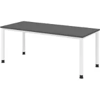 Bümö Schreibtisch Serie-H - Nachbildung: Graphit, Größe: 180 x 80 cm, Gestell: Weiß