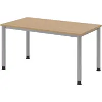 Bümö Schreibtisch Serie-H - Gestell: Silber, Nachbildung: Eiche, Größe: 140 x 80 cm